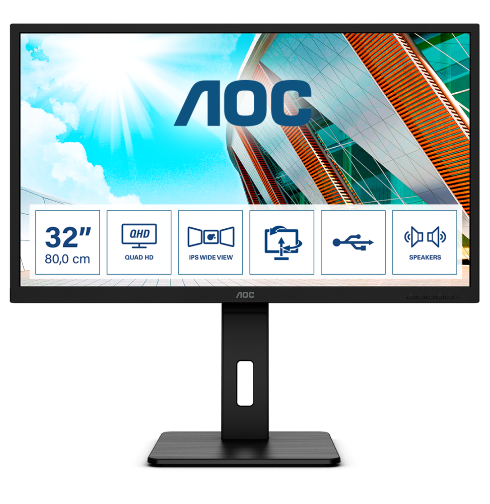 AOC P2 Q32P2 Monitor PC 80 cm (31.5") 2560 x 1440 Pixel 2K Ultra HD LED Nero