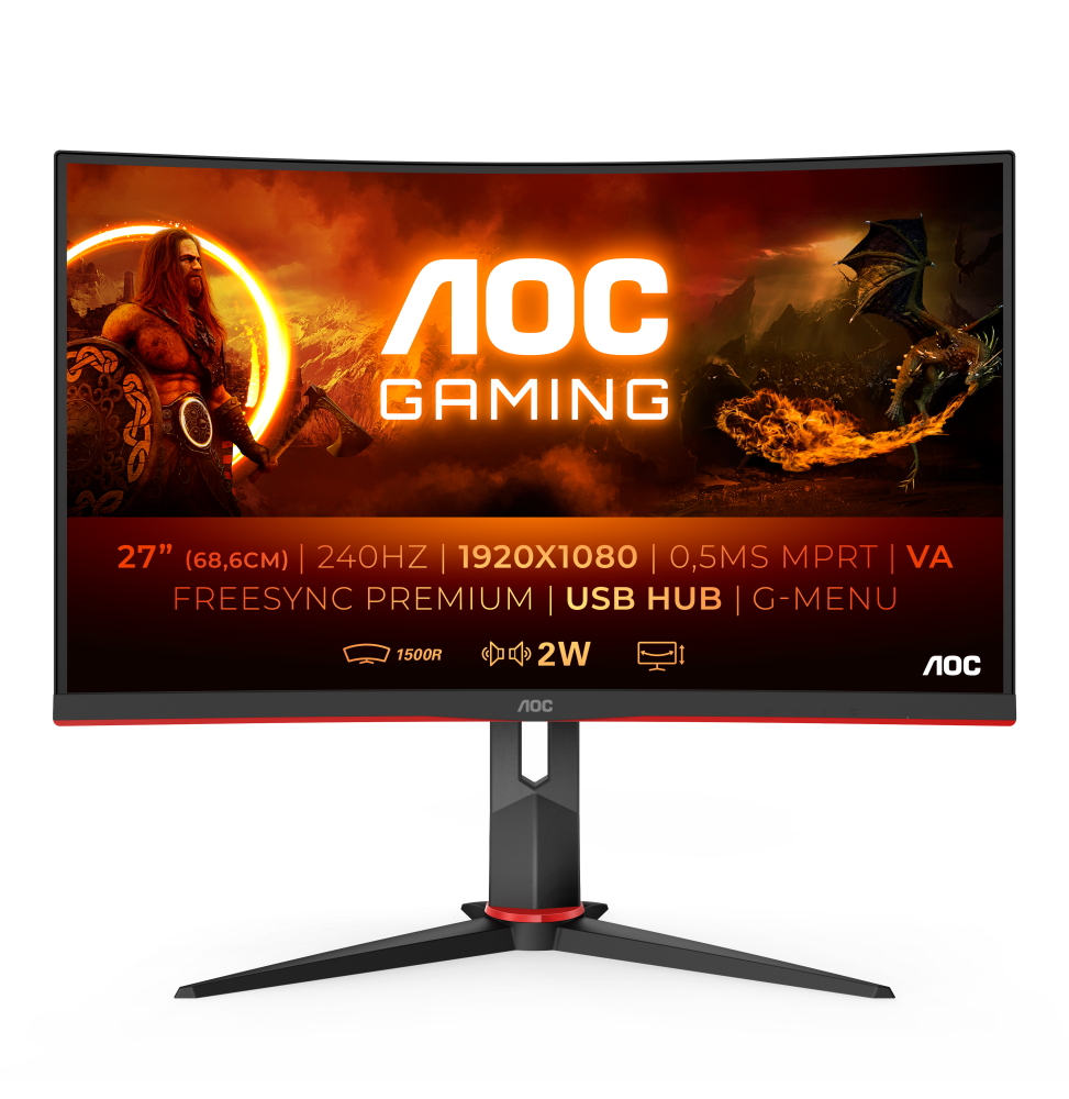 AOC G2 C27G2ZU/BK Monitor PC 68,6 cm (27") 1920 x 1080 Pixel Full HD LED Nero, Rosso