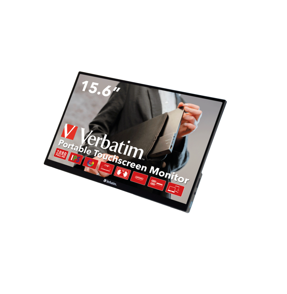 Verbatim 49592 Monitor PC 39,6 cm (15.6") 1920 x 1080 Pixel Full HD LCD Touch screen Nero