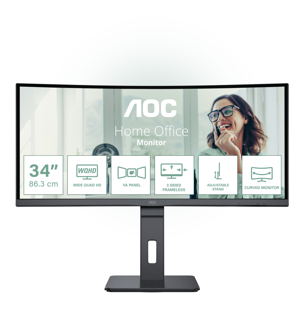 AOC CU34P3CV Monitor PC 86,4 cm (34") 3440 x 1440 Pixel UltraWide Quad HD LED Nero