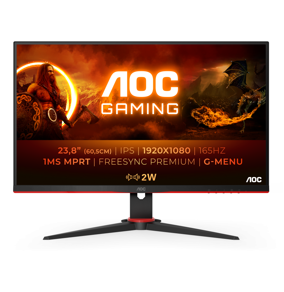 AOC G2 24G2SPAE/BK LED display 60,5 cm (23.8") 1920 x 1080 Pixel Full HD Nero, Rosso
