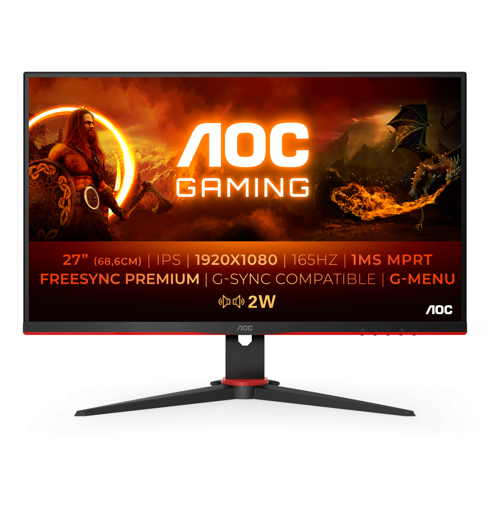 AOC G2 27G2SPAE/BK LED display 68,6 cm (27") 1920 x 1080 Pixel Full HD Nero, Rosso