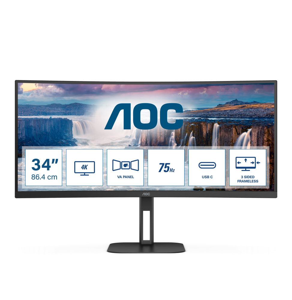 CU34V5C/BK AOC V5 CU34V5C LED display 86,4 cm (34") 3440 x 1440 Pixel Wide Quad HD Nero