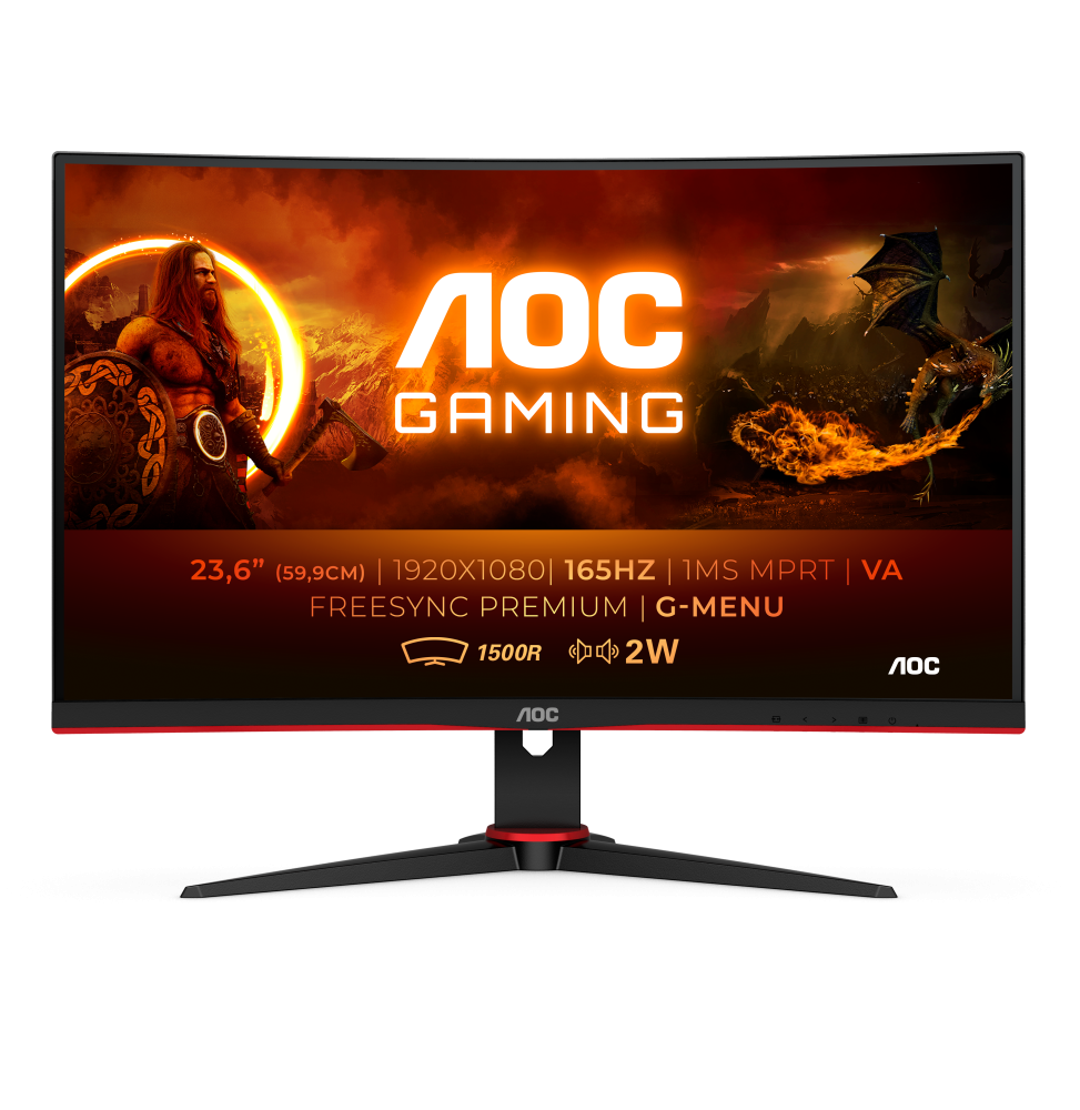 AOC G2 C24G2AE/BK Monitor PC 59,9 cm (23.6") 1920 x 1080 Pixel Full HD LED Nero, Rosso