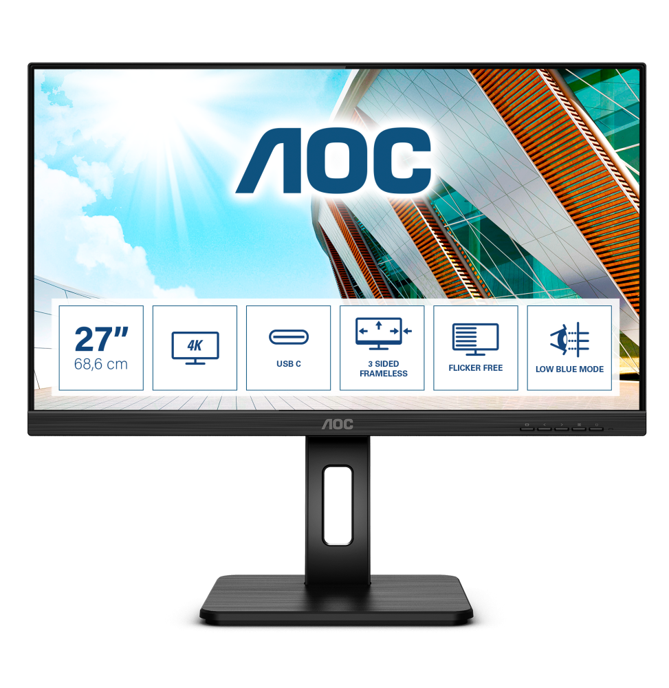 AOC U27P2CA Monitor PC 68,6 cm (27") 3840 x 2160 Pixel 4K Ultra HD LED Nero