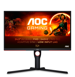 AOC G3 25G3ZM/BK Monitor PC 62,2 cm (24.5") 1920 x 1080 Pixel Full HD Nero, Rosso