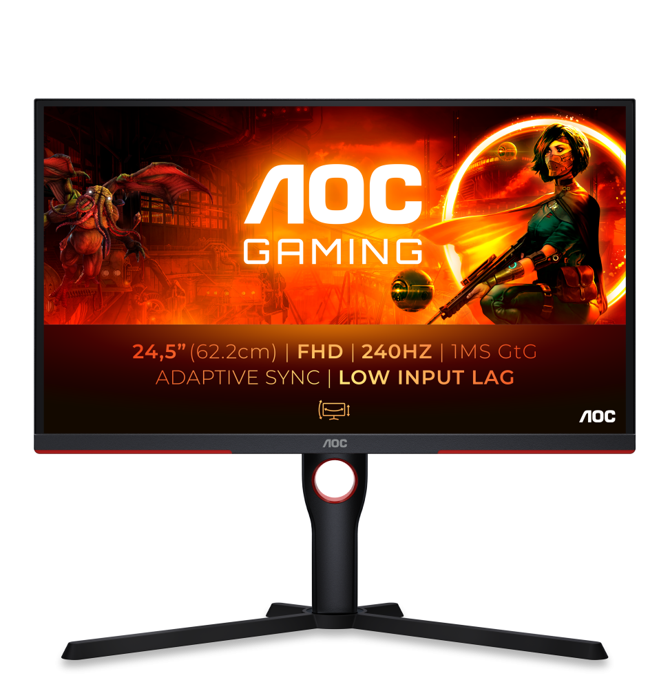 AOC G3 25G3ZM/BK Monitor PC 62,2 cm (24.5") 1920 x 1080 Pixel Full HD Nero, Rosso