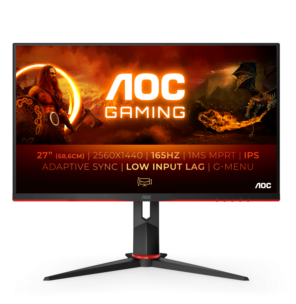 AOC Q27G2S/EU Monitor PC 68,6 cm (27") 2560 x 1440 Pixel Quad HD LED Nero, Rosso
