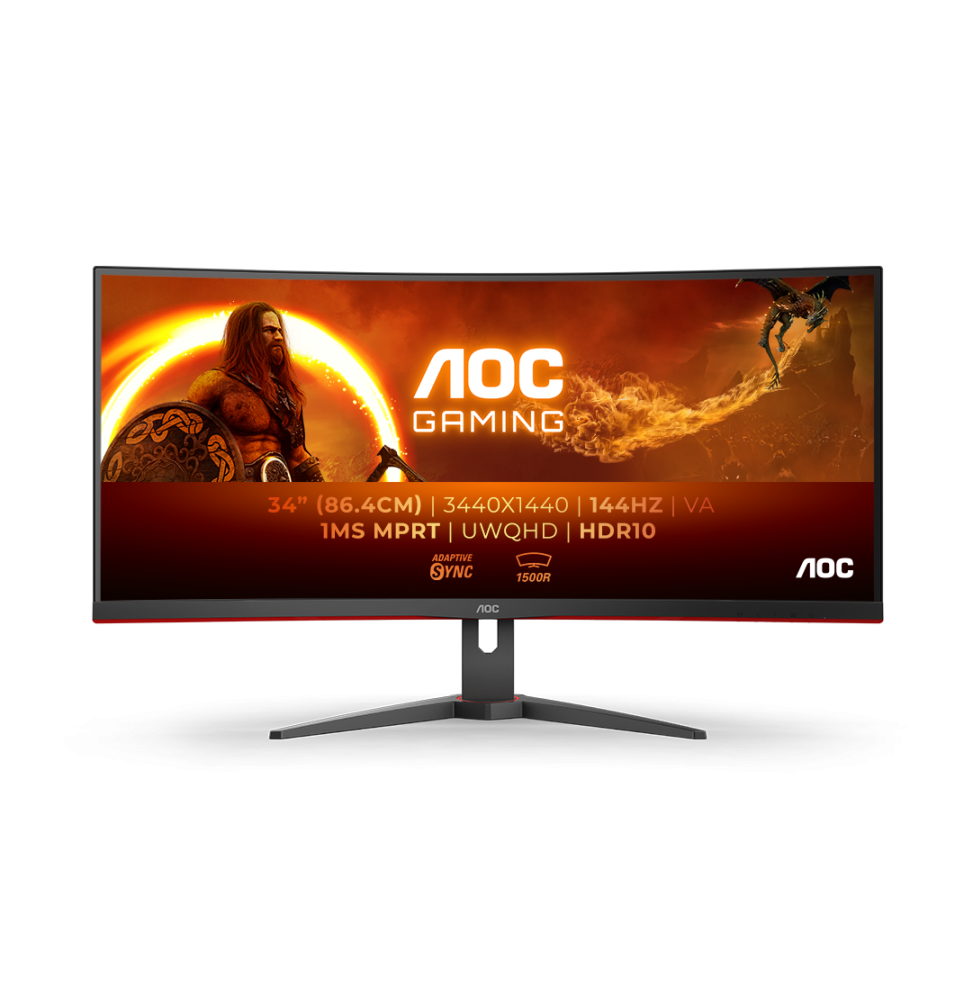 AOC G2 CU34G2XE/BK LED display 86,4 cm (34") 3440 x 1440 Pixel Wide Quad HD LCD Nero, Rosso