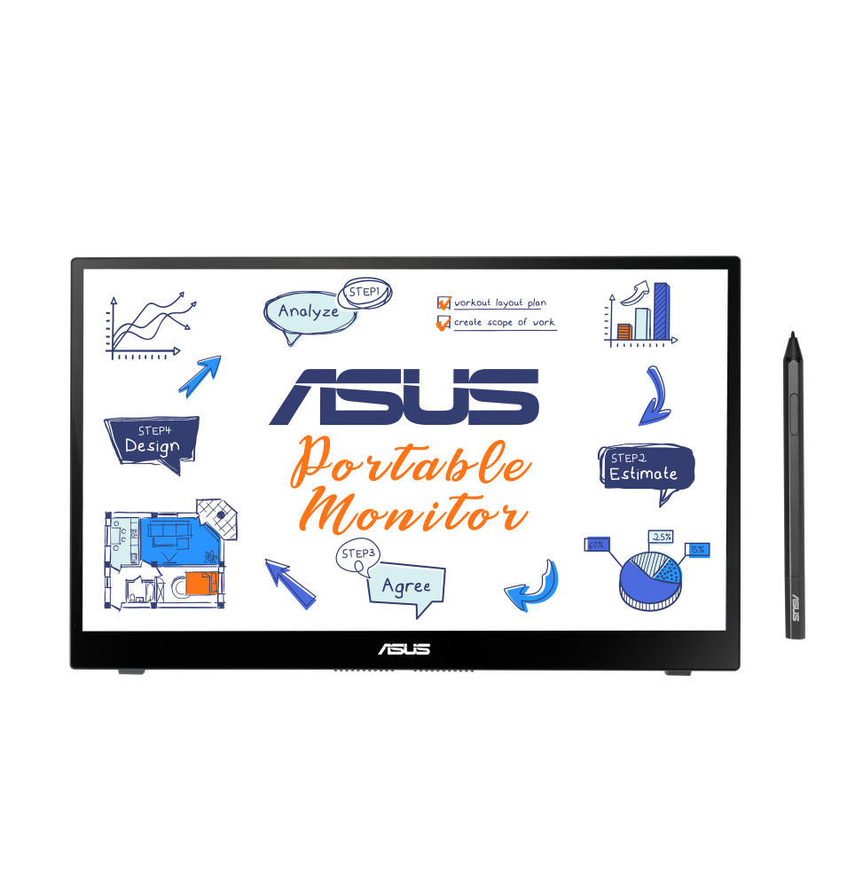 90LM063V-B01170 ASUS MB14AHD Monitor PC 35,6 cm (14") 1920 x 1080 Pixel Full HD LCD Touch screen Ner