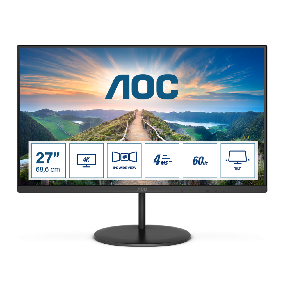 AOC V4 U27V4EA Monitor PC 68,6 cm (27") 3840 x 2160 Pixel 4K Ultra HD LED Nero