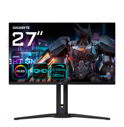 GIGABYTE Monitor da gioco AORUS FO27Q3 OLED da 27” - 2560 x 1440 (QHD), 360Hz, 0,03ms, KVM, 250 cd/m