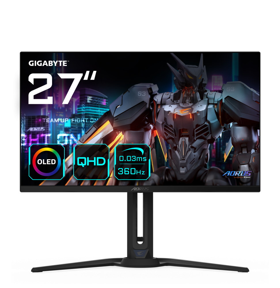 GIGABYTE Monitor da gioco AORUS FO27Q3 OLED da 27” - 2560 x 1440 (QHD), 360Hz, 0,03ms, KVM, 250 cd/m