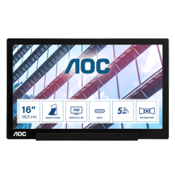 AOC 01 Series I1601P Monitor PC 39,6 cm (15.6") 1920 x 1080 Pixel Full HD LED Argento, Nero