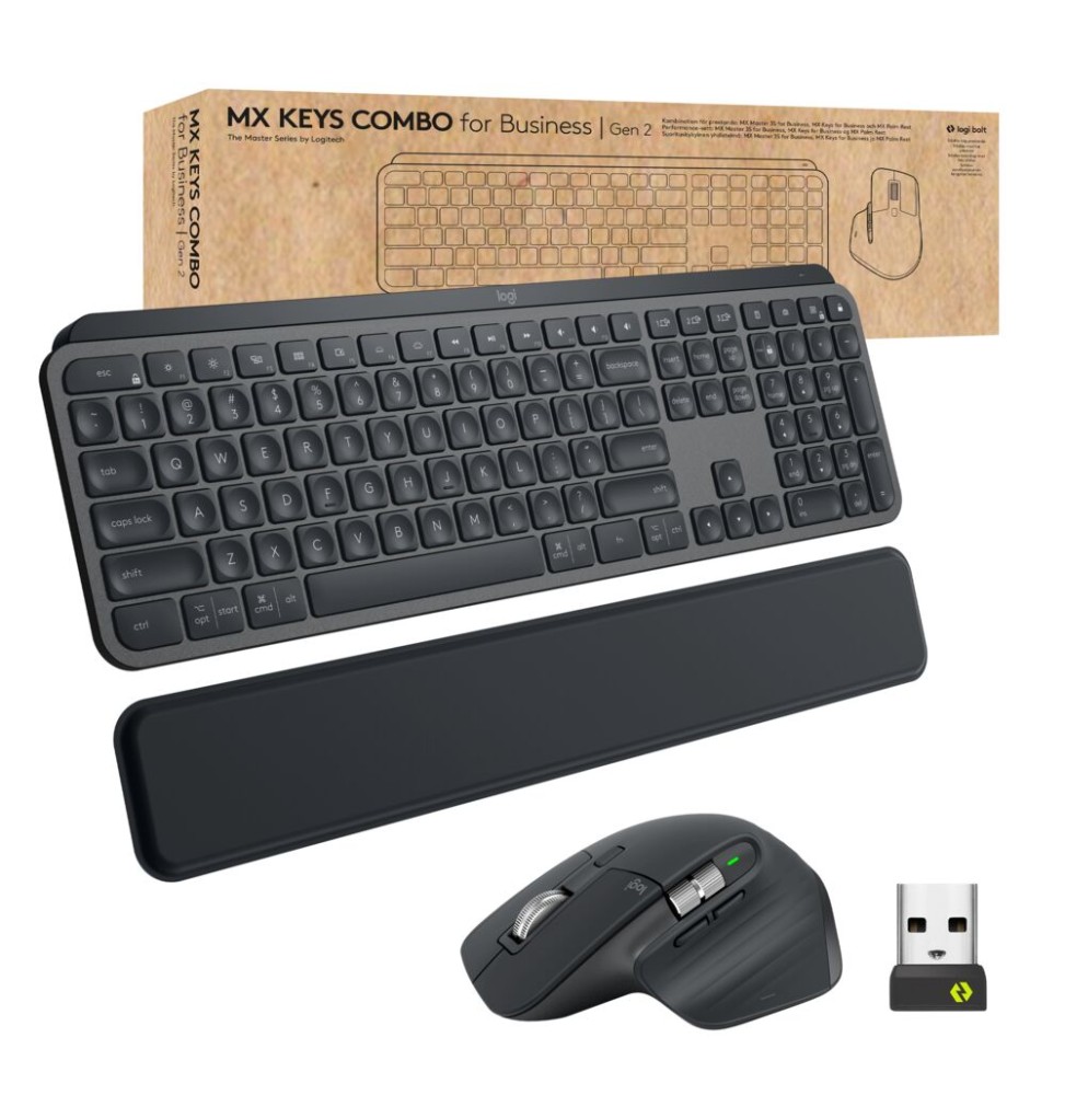 920-010929 Logitech MX Keys combo for Business Gen 2 tastiera Mouse incluso Ufficio RF senza fili +