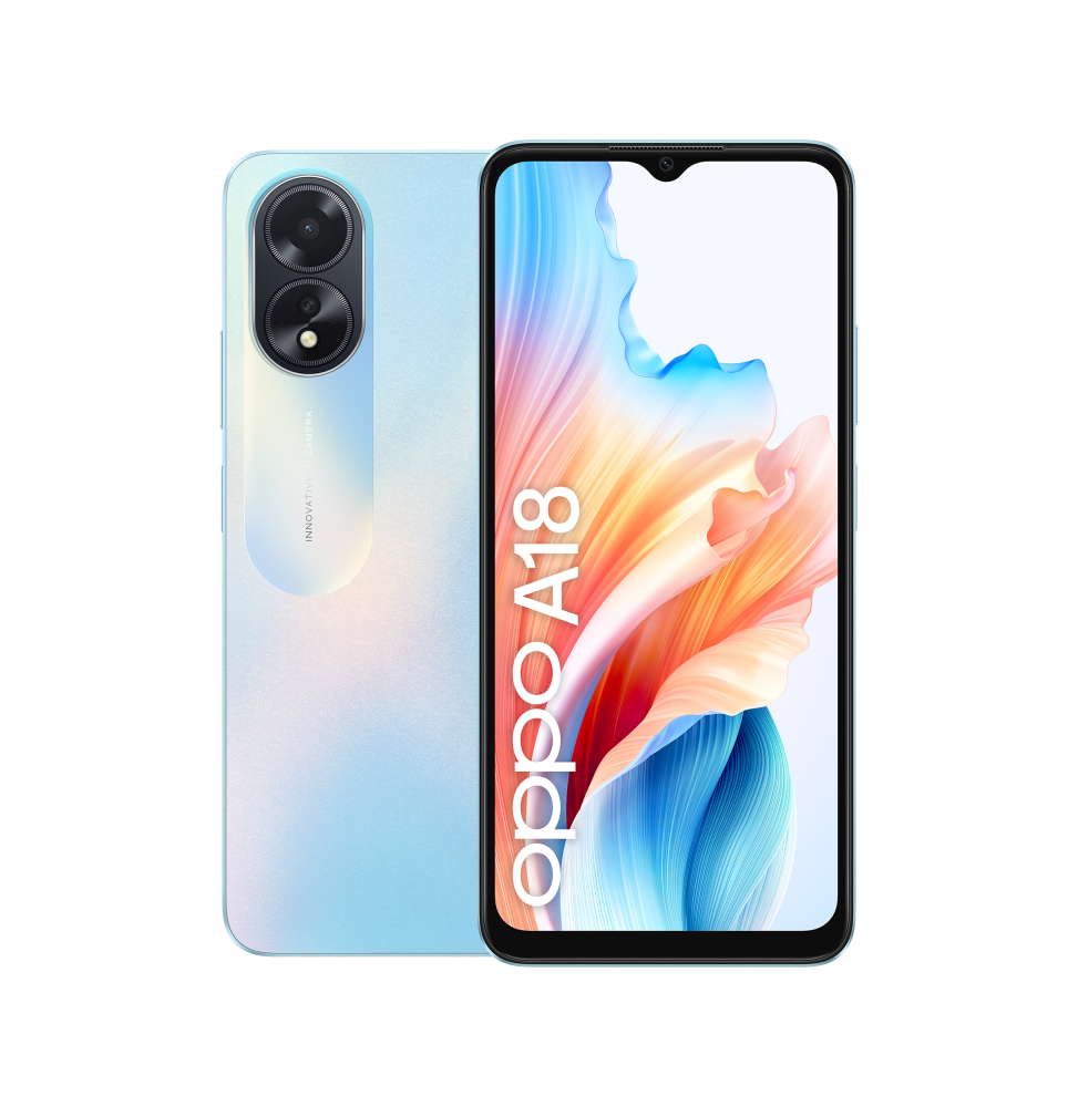 OPA18B OPPO A18 4G Smartphone, AI Doppia fotocamera 8+2MP, Selfie 5MP, Display 6.56” 90HZ LCD HD+, 5