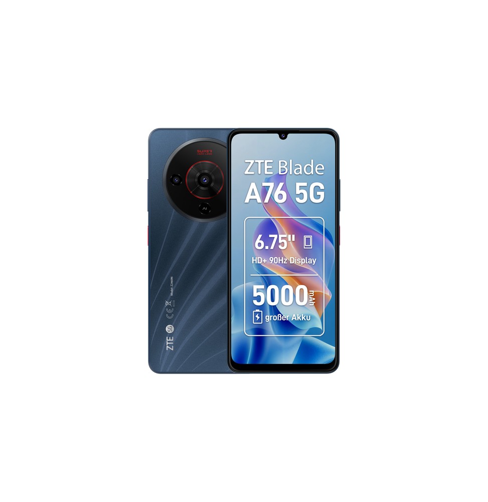 11841743 ZTE Blade A76 5G 17,1 cm (6.75") Doppia SIM USB tipo-C 6 GB 128 GB 5000 mAh Nero