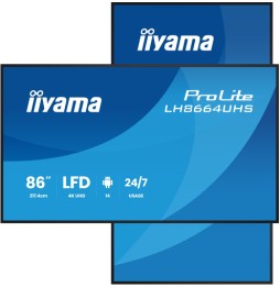 iiyama LH8664UHS-B3AG visualizzatore di messaggi 2,17 m (85.6") Wi-Fi 450 cd/m² 4K Ultra HD Processo