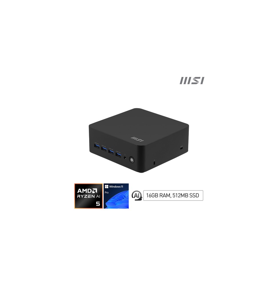 MSI Cubi Z AI 8M R5 8645HS FS 16GB 512GB W11P AMD Ryzen™ 5 DDR5-SDRAM SSD Windows 11 Pro Mini PC Ner