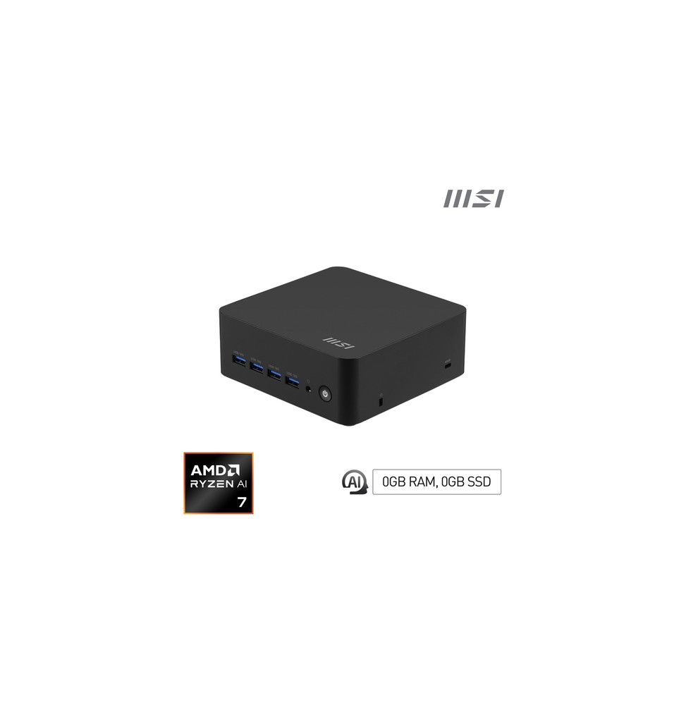 MSI Cubi Z AI 8M AMD Ryzen 7 8845HS Barebone 0.9L sized PC Nero AMD SoC 3,8 GHz Altoparlanti incorpo