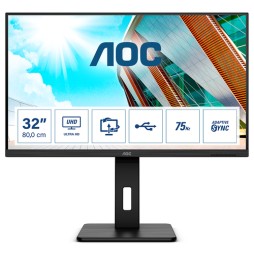 AOC P2 U32P2 Monitor PC 80 cm (31.5") 3840 x 2160 Pixel 4K Ultra HD LED Nero