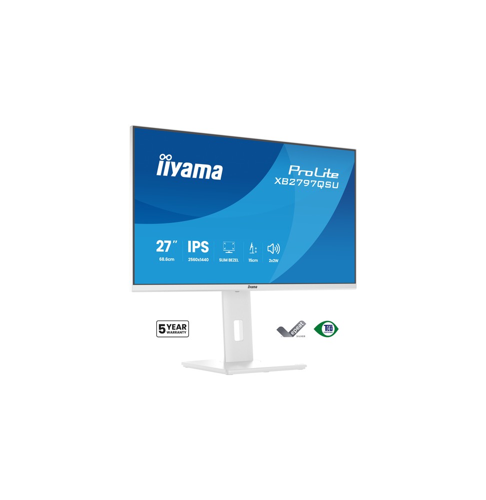 iiyama ProLite XB2797QSU-W1 Monitor PC 68,6 cm (27") 2560 x 1440 Pixel Quad HD LED Bianco