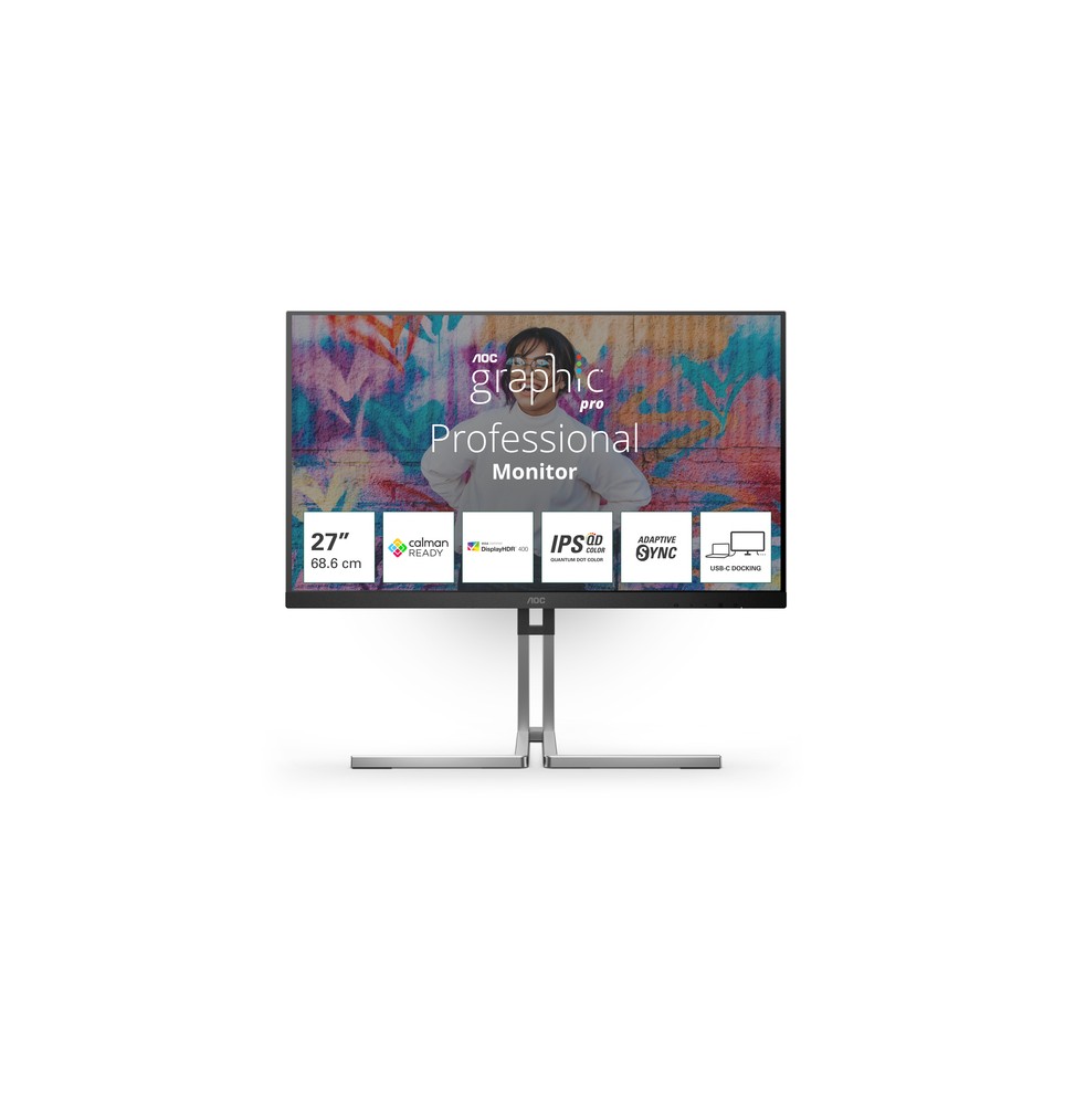 AOC Q27U3CV Monitor PC 68,6 cm (27") 2560 x 1440 Pixel 4K Ultra HD LCD Nero