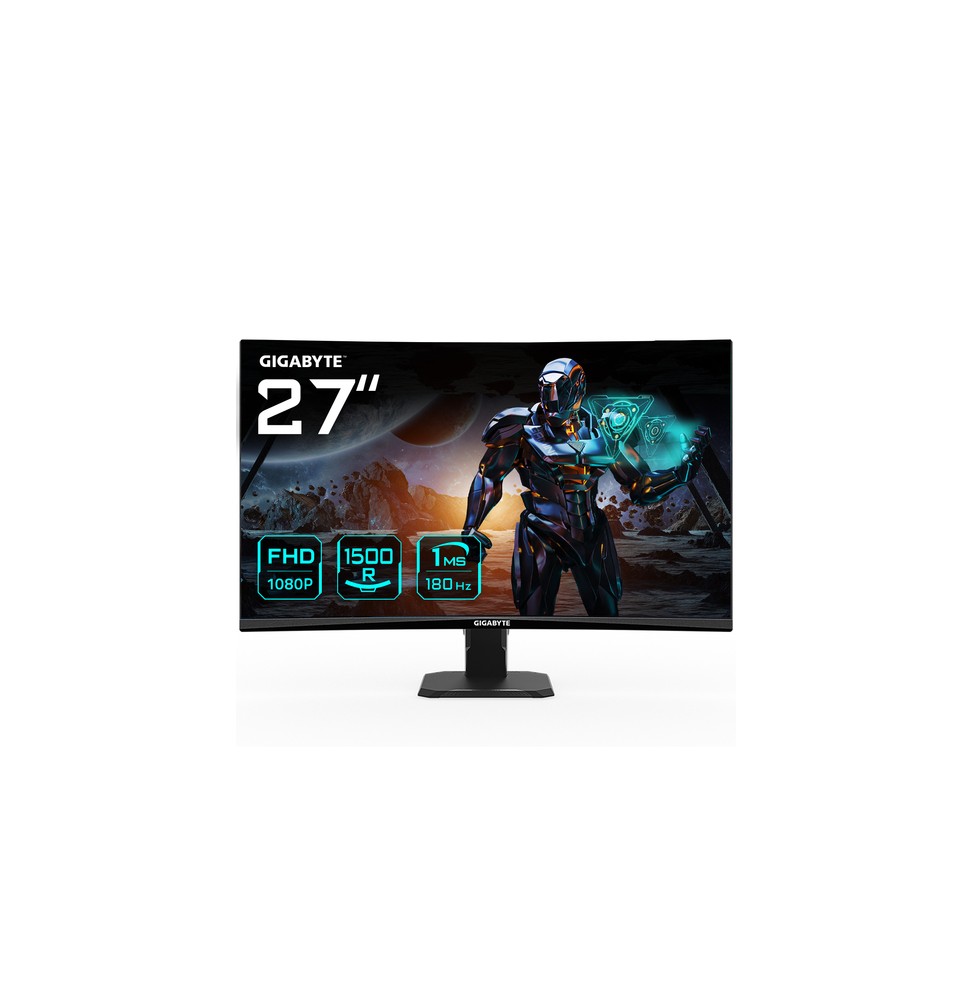 GIGABYTE GS27FC 27" Monitor da Gioco Curvo FHD - 1920 x 1080, 1500R, 180Hz, 1 ms, 250 cd/m², FreeSyn