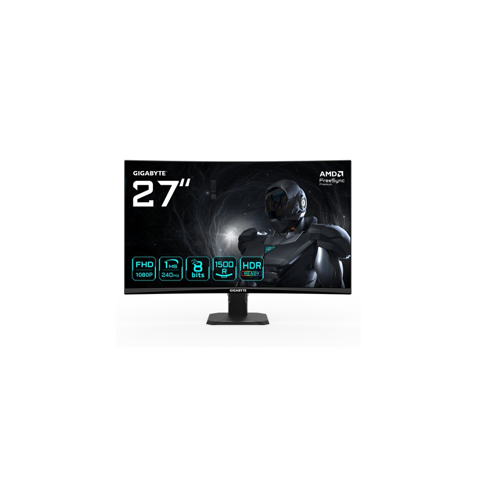 GIGABYTE GS27FC2 Monitor Gaming Curvo 27" FHD - 1920 x 1080, 240Hz, 1ms, 350 cd/m², HDR Ready, HDMI