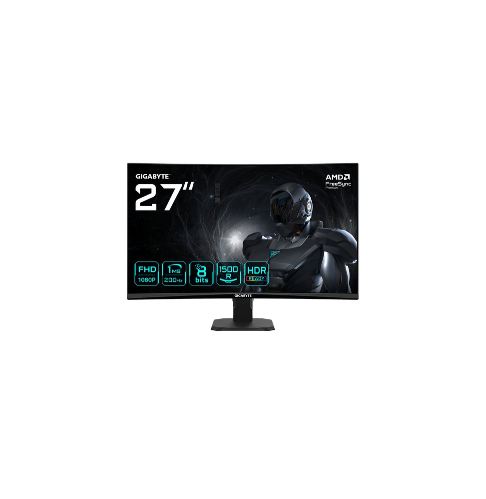 GIGABYTE GS27FCA Monitor gaming curvo 27" FHD - 1920 x 1080, 200Hz, 1ms, 250 cd/m², FreeSync Premium