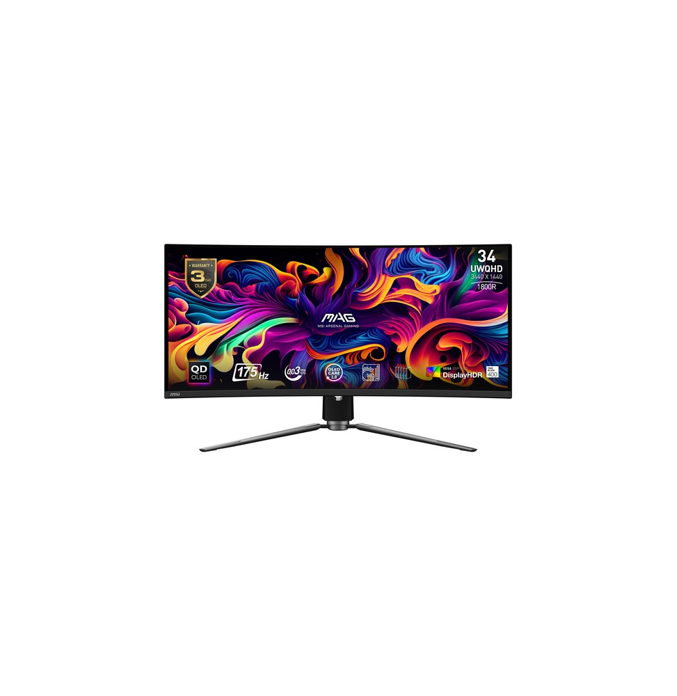 MSI MAG 341CQP QD-OLED Monitor PC 86,4 cm (34") 3440 x 1440 Pixel UltraWide Quad HD Nero