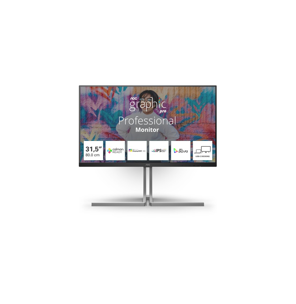 AOC U32U3CV Monitor PC 80 cm (31.5") 3840 x 2160 Pixel 4K Ultra HD LCD Nero