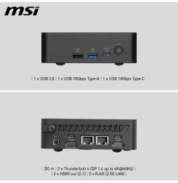 MSI Cubi NUC AI+ 3MG-003EU Copilot+ PC Intel Core Ultra 7 355 16 GB DDR5-SDRAM 1 TB SSD Windows 11 Pro Mini PC Nero