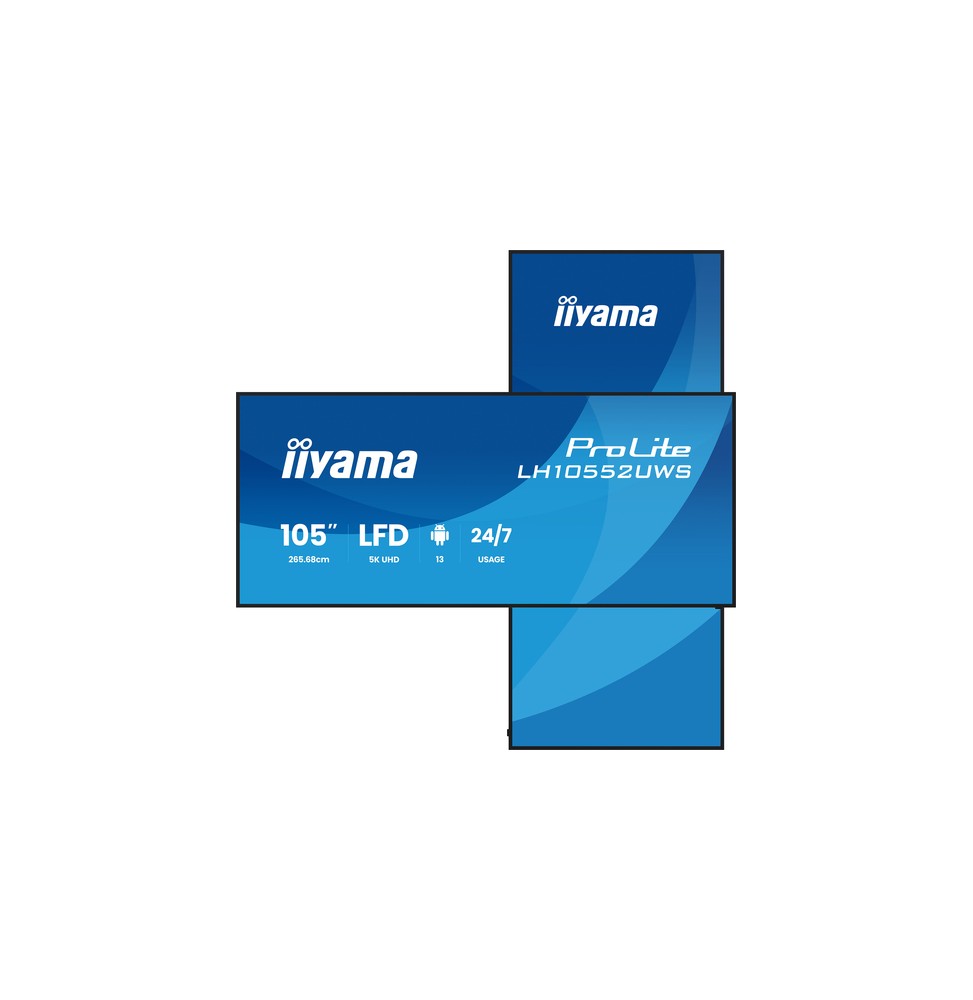 iiyama LH10552UWS-B1AG visualizzatore di messaggi Design chiosco 2,66 m (104.6') Wi-Fi 500 cd/m² UltraWide 5K HD Processore
