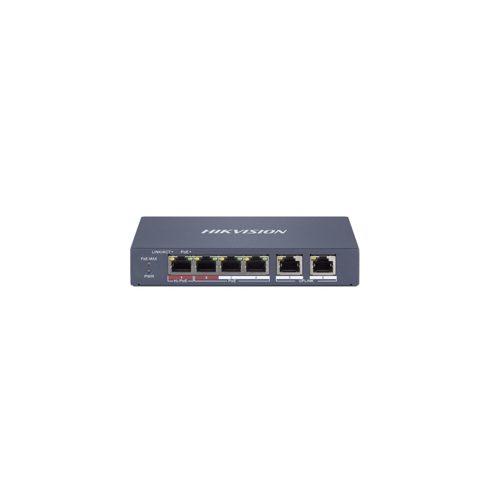 Hikvision DS-3E1106HP-EI switch di rete Gestito Fast Ethernet (10/100) Supporto Power over Ethernet (PoE) Grigio