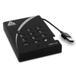 Apricorn Aegis Padlock disco rigido esterno 2 TB 5400 Giri/min USB tipo A 3.2 Gen 1 (3.1 Gen 1) Nero