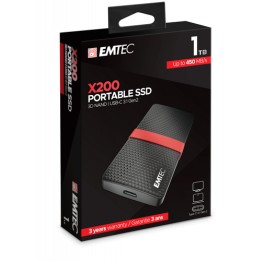 Emtec X200 1 TB USB tipo-C 3.2 Gen 1 (3.1 Gen 1) Nero, Rosso