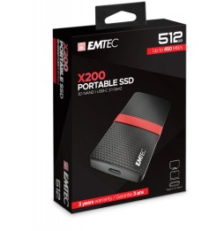 Emtec X200 512 GB USB tipo-C 3.2 Gen 1 (3.1 Gen 1) Nero, Rosso