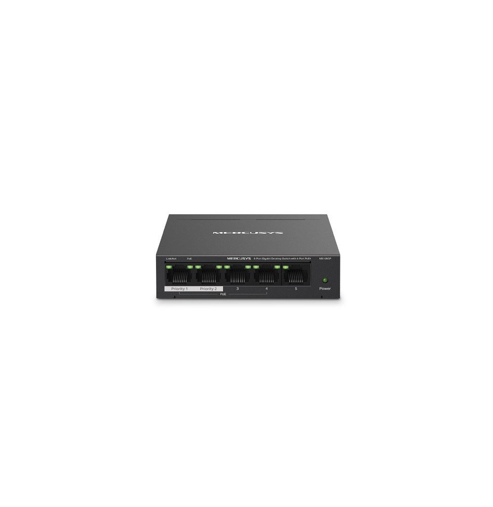 Mercusys MS105GP switch di rete Gigabit Ethernet (10/100/1000) Supporto Power over Ethernet (PoE) Nero
