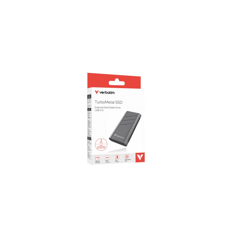 Verbatim TurboMetal SSD USB4 2TB USB tipo-C USB4 Gen 2x2 Argento
