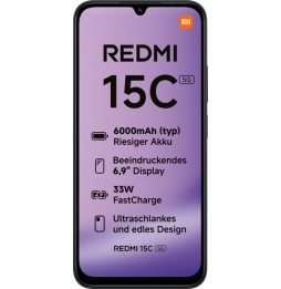 Xiaomi Redmi 15C 17,5 cm (6.9') 5G USB tipo-C 4 GB 128 GB 6000 mAh Nero