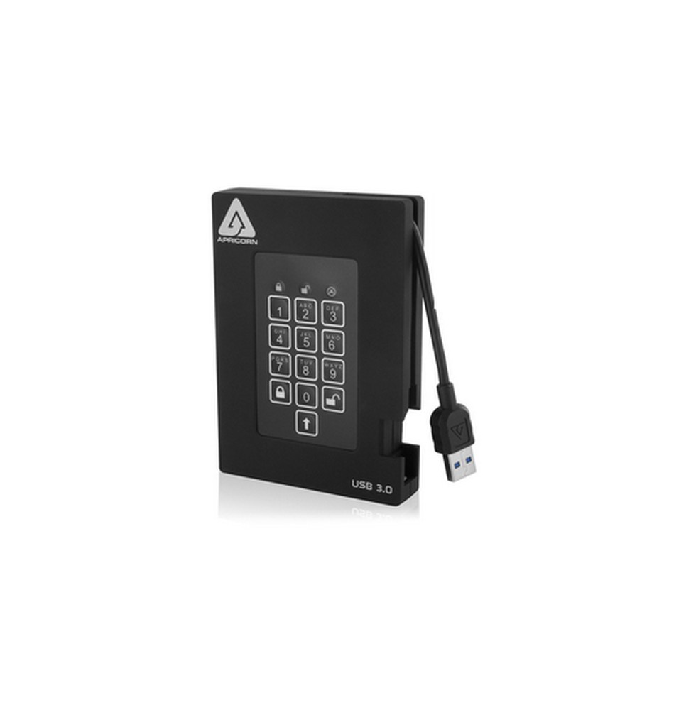 Apricorn Aegis Padlock Fortress 500GB disco rigido esterno 5400 Giri/min USB tipo A 3.2 Gen 1 (3.1 Gen 1) Nero