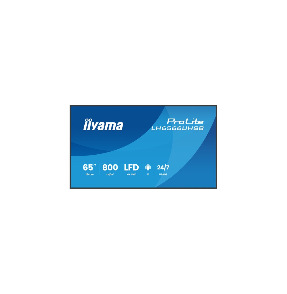 iiyama LH6566UHSB-B1AG visualizzatore di messaggi Pannello piatto per segnaletica digitale 165,1 cm (65') LCD Wi-Fi 800 cd/m²