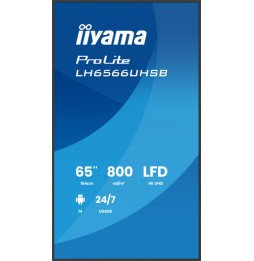 iiyama LH6566UHSB-B1AG visualizzatore di messaggi Pannello piatto per segnaletica digitale 165,1 cm (65') LCD Wi-Fi 800 cd/m²