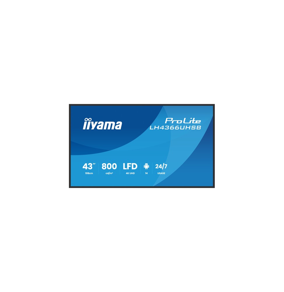 iiyama LH4366UHSB-B1AG visualizzatore di messaggi Pannello piatto per segnaletica digitale 109,2 cm (43') LCD Wi-Fi 800 cd/m²