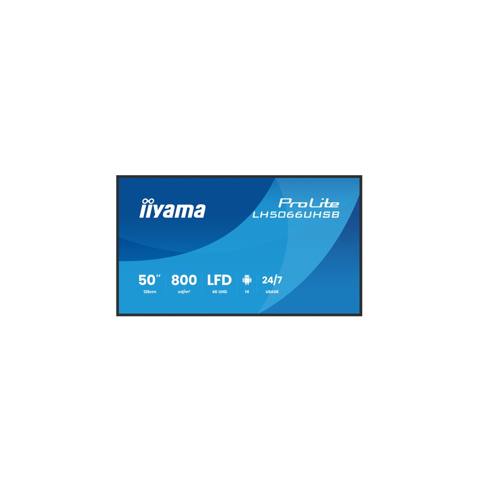 iiyama LH5066UHSB-B1AG visualizzatore di messaggi Pannello piatto per segnaletica digitale 127 cm (50') LCD Wi-Fi 800 cd/m² 4K