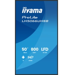 iiyama LH5066UHSB-B1AG visualizzatore di messaggi Pannello piatto per segnaletica digitale 127 cm (50') LCD Wi-Fi 800 cd/m² 4K