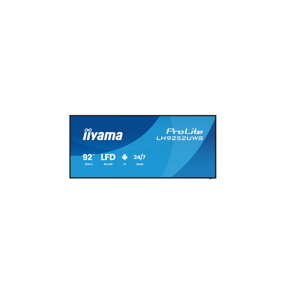 iiyama 92'W LCD 5K UW5K 21:9 VA 500 cd/m² Design chiosco 2,34 m (92') Wi-Fi 500 cd/m² Processore integrato Android 24/7