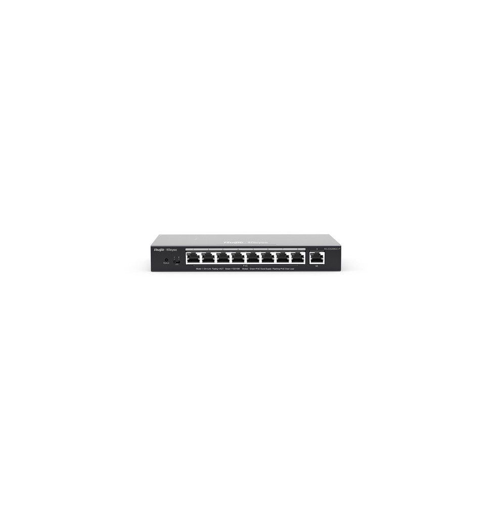 Ruijie Networks RG-ES209GC-P switch di rete Gestito Gigabit Ethernet (10/100/1000) Supporto Power over Ethernet (PoE) Nero