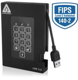 Apricorn Aegis Padlock Fortress disco rigido esterno 2 TB 5400 Giri/min USB tipo A 3.2 Gen 1 (3.1 Gen 1) Nero